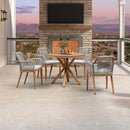 PURPLE LEAF Round Outdoor Dining Set Patio Aluminum Dining Set Round Table and Wicker Chairs with Sunbrella Cushions for Kitchen Deck