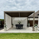 PURPLE LEAF Athena Louvered Pergola Modern Champagne Pergola with Adjustable Roof for Deck Backyard Garden
