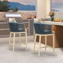 PURPLE LEAF Hailar Outdoor Bar Stools Chair Modern Rattan Bar Stool with Back and Cushion for Balcony, Indoor or Outdoor, Kitchen Island