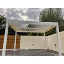 PURPLE LEAF Athena Louvered Pergola White Outdoor Aluminum Pergola with Strip Lights Adjustable Gazebo for Patio Deck Garden