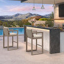 PURPLE LEAF Caesar Bar Stools Modern Aluminum Barstools with Stainless Removable Cushion for Kitchen Outside Island Backyard