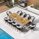 PURPLE LEAF Teak Patio Dining Set with Cushions and Pillow All-Weather Wicker Patio Table Set for Garden, Deck, and Yard