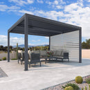 PURPLE LEAF Athena Louvered Pergola Grey Outdoor Aluminum Pergola with Roller Blind Adjustable Gazebo for Patio Deck Garden