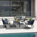 PURPLE LEAF Buler 4/8 Pieces Modern Patio Conversation Set with Rattan Chairs and Coffee Table Sofa for Poolside