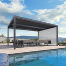 PURPLE LEAF Athena Louvered Pergola Grey Outdoor Aluminum Pergola with Roller Blind Adjustable Gazebo for Patio Deck Garden
