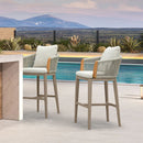 PURPLE LEAF Hailar Outdoor Bar Stools Chair Modern Rattan Bar Stool with Back and Cushion for Balcony, Indoor or Outdoor, Kitchen Island