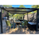 PURPLE LEAF Caesar Solar Louvered Pergola with LED Strip Lights and Control Panel Aluminum Outdoor Pergola with Adjustable Roof for Patio Deck Garden Yard Gray