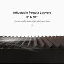 PURPLE LEAF Athena Louvered Pergola Khaki Outdoor Aluminum Pergola with Solid Color Roller Blind Adjustable Gazebo for Patio Deck Garden
