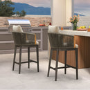 PURPLE LEAF Hailar Outdoor Bar Stools Chair Modern Rattan Bar Stool with Back and Cushion for Balcony, Indoor or Outdoor, Kitchen Island