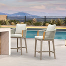 PURPLE LEAF Hailar Outdoor Bar Stools Chair Modern Rattan Bar Stool with Back and Cushion for Balcony, Indoor or Outdoor, Kitchen Island