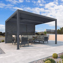 PURPLE LEAF Athena Louvered Pergola Grey Outdoor Aluminum Pergola with Shutter Wall Adjustable Gazebo Rainproof for Patio Deck Garden
