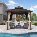 PURPLE LEAF Hardtop Gazebo Featuring Galvanized Steel Double Roof and Bronze Aluminum Frame with Curtains and Netting for Patio and Poolside