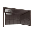 PURPLE LEAF Athena Louvered Pergola Bronze Outdoor Aluminum Pergola with Shutter Wall Adjustable Gazebo Rainproof for Patio Deck Garden