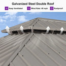 PURPLE LEAF Deck Gazebo Champagne Hardtop Metal Frame Double Roof with Curtains and Netting