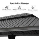 PURPLE LEAF Patio Gazebo for Pool Light Grey Hardtop Galvanized Steel Roof with String Lights-milky