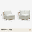 PURPLE LEAF Griffin U-shaped Patio Conversation Set White with Cushion Pillows Ottoman and Premium Leather for Gathering Entertaining