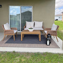 PURPLE LEAF Rivra 4-Piece Patio Conversation Set with Wicker Chairs and Thick Sofa Cushions for Garden
