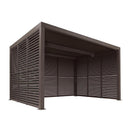 PURPLE LEAF Athena Louvered Pergola Bronze Outdoor Aluminum Pergola with Shutter Wall Adjustable Gazebo Rainproof for Patio Deck Garden