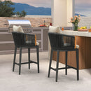 PURPLE LEAF Hailar Outdoor Bar Stools Chair Modern Rattan Bar Stool with Back and Cushion for Balcony, Indoor or Outdoor, Kitchen Island
