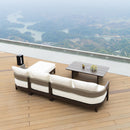PURPLE LEAF Tuscany L-Shaped Patio Conversation Set with Removable Cushions and Pillows Bronze Aluminum Frame Outdoor Couch Sets for Porch Yard Garden