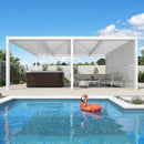 PURPLE LEAF Athena Louvered Pergola white Outdoor Aluminum Pergola with Shutter Wall Adjustable Gazebo Rainproof for Patio Deck Garden