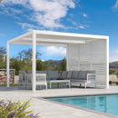 PURPLE LEAF Athena Louvered Pergola white Outdoor Aluminum Pergola with Shutter Wall Adjustable Gazebo Rainproof for Patio Deck Garden