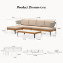 PURPLE LEAF Sicilia L-Shaped Modular Outdoor Sectional with Sunbrella Khaki Cushions Flexible Layout for Poolside Casual Lounge