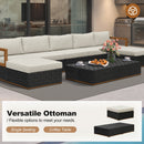 PURPLE LEAF Griffin Classical Patio Conversation Set Black with Cushion Pillows Ottoman and Premium Leather for Backyard Outdoor Living