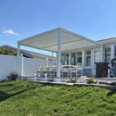 PURPLE LEAF Athena Louvered Pergola Modern White Pergola with Adjustable Roof for Deck Backyard Garden