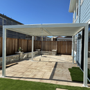 PURPLE LEAF Athena Louvered Pergola Modern White Pergola with Adjustable Roof for Deck Backyard Garden
