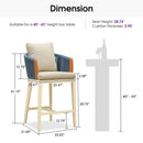 PURPLE LEAF Hailar Outdoor Bar Stools Chair Modern Rattan Bar Stool with Back and Cushion for Balcony, Indoor or Outdoor, Kitchen Island