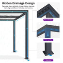 PURPLE LEAF Athena Louvered Pergola Modern Grey Pergola White Roof with Sanori Patio Couch Set Modular Sofas for Deck Backyard Garden