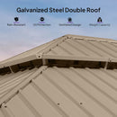PURPLE LEAF Backyard Gazebo Champagne Hardtop Galvanized Steel Roof Awning and Upgrade Curtain