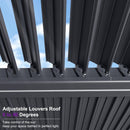PURPLE LEAF Caesar Solar Louvered Pergola with LED Strip Lights and Control Panel Aluminum Outdoor Pergola with Adjustable Roof for Patio Deck Garden Yard Gray