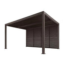 PURPLE LEAF Athena Louvered Pergola Bronze Outdoor Aluminum Pergola with Shutter Wall Adjustable Gazebo Rainproof for Patio Deck Garden
