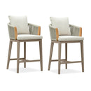 PURPLE LEAF Hailar Outdoor Bar Stools Chair Modern Rattan Bar Stool with Back and Cushion for Balcony, Indoor or Outdoor, Kitchen Island