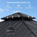 PURPLE LEAF Grey Hardtop Gazebo with Heavy Duty Galvanized Steel Double Roof with String Lights-milky