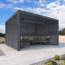 PURPLE LEAF Athena Louvered Pergola Grey Outdoor Aluminum Pergola with Shutter Wall Adjustable Gazebo Rainproof for Patio Deck Garden
