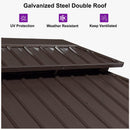 PURPLE LEAF Hardtop Gazebo Featuring Galvanized Steel Double Roof and Bronze Aluminum Frame with Curtains and Netting for Backyard with Lights-milky