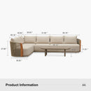 PURPLE LEAF Hailar L-Shaped Patio Conversation Set with Genuine Teak Cushions and Pillows Olefin Rope Backres Outdoor Couch Sets for Backyard Porch