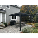 PURPLE LEAF Caesar Louvered Pergola with String Lights Patio Aluminum Pergola with Independent Adjustable Rainproof Roof With Yellow Lights