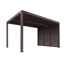 PURPLE LEAF Athena Louvered Pergola Bronze Outdoor Aluminum Pergola with Shutter Wall Adjustable Gazebo Rainproof for Patio Deck Garden