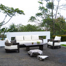 PURPLE LEAF Tuscany U-Shaped Patio Conversation Set with Removable Cushions and Pillows Bronze Aluminum Frame Outdoor Couch Sets for Porch Yard Garden