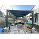 PURPLE LEAF Caesar Louvered Pergola Outdoor Adjustable Louvre Shade Modern Patio Aluminum Pergola with  Yellow Lights