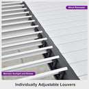 PURPLE LEAF Caesar Outdoor Louvered Pergola Patio Sun Shade Shelter with Adjustable Hardtop Patio Pergola Gray Frame White Roof