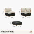 PURPLE LEAF Griffin Symmetrical Patio Conversation Set Black with Cushion Pillows Ottoman and Premium Leather for Luxury Outdoor Living
