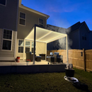 PURPLE LEAF Athena Louvered Pergola White Outdoor Aluminum Pergola with Strip Lights Adjustable Gazebo for Patio Deck Garden