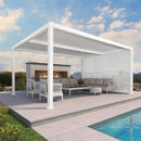 PURPLE LEAF Athena Louvered Pergola white Outdoor Aluminum Pergola with Shutter Wall Adjustable Gazebo Rainproof for Patio Deck Garden