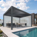 PURPLE LEAF Athena Louvered Pergola Grey Outdoor Aluminum Pergola with Roller Blind Adjustable Gazebo for Patio Deck Garden