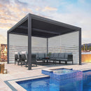 PURPLE LEAF Athena Louvered Pergola Grey Outdoor Aluminum Pergola with Roller Blind Adjustable Gazebo for Patio Deck Garden